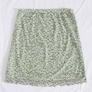 SHEIN Green and White A-Line Knee-Length Skirt
